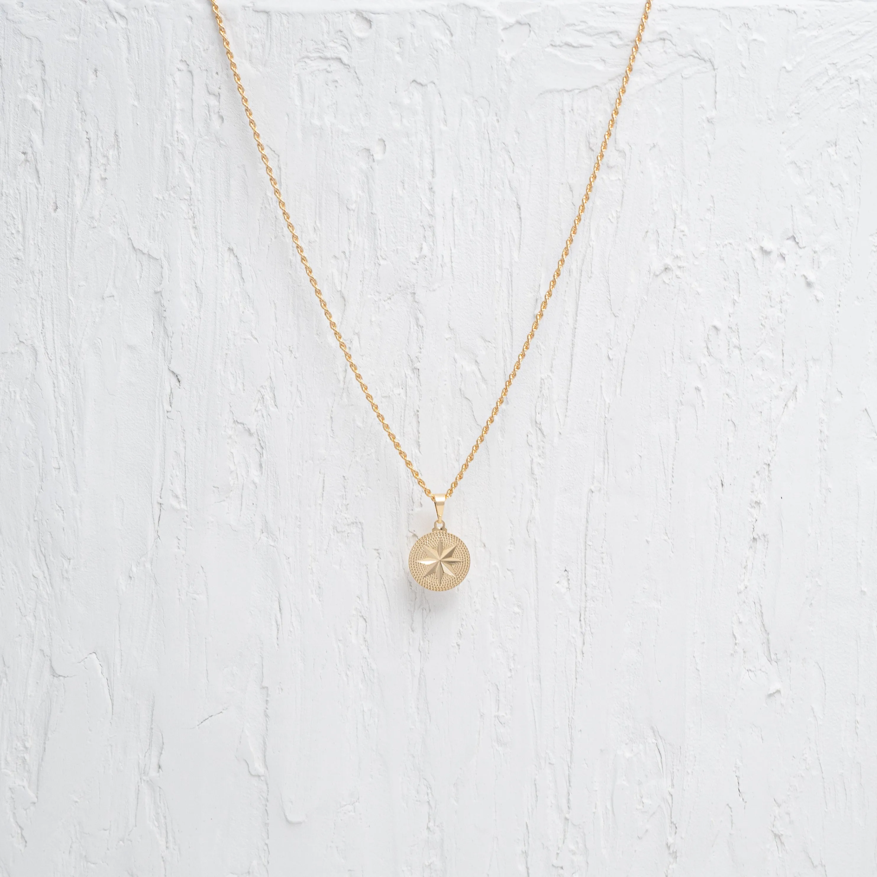 8 Point Star Circle Charm Necklace