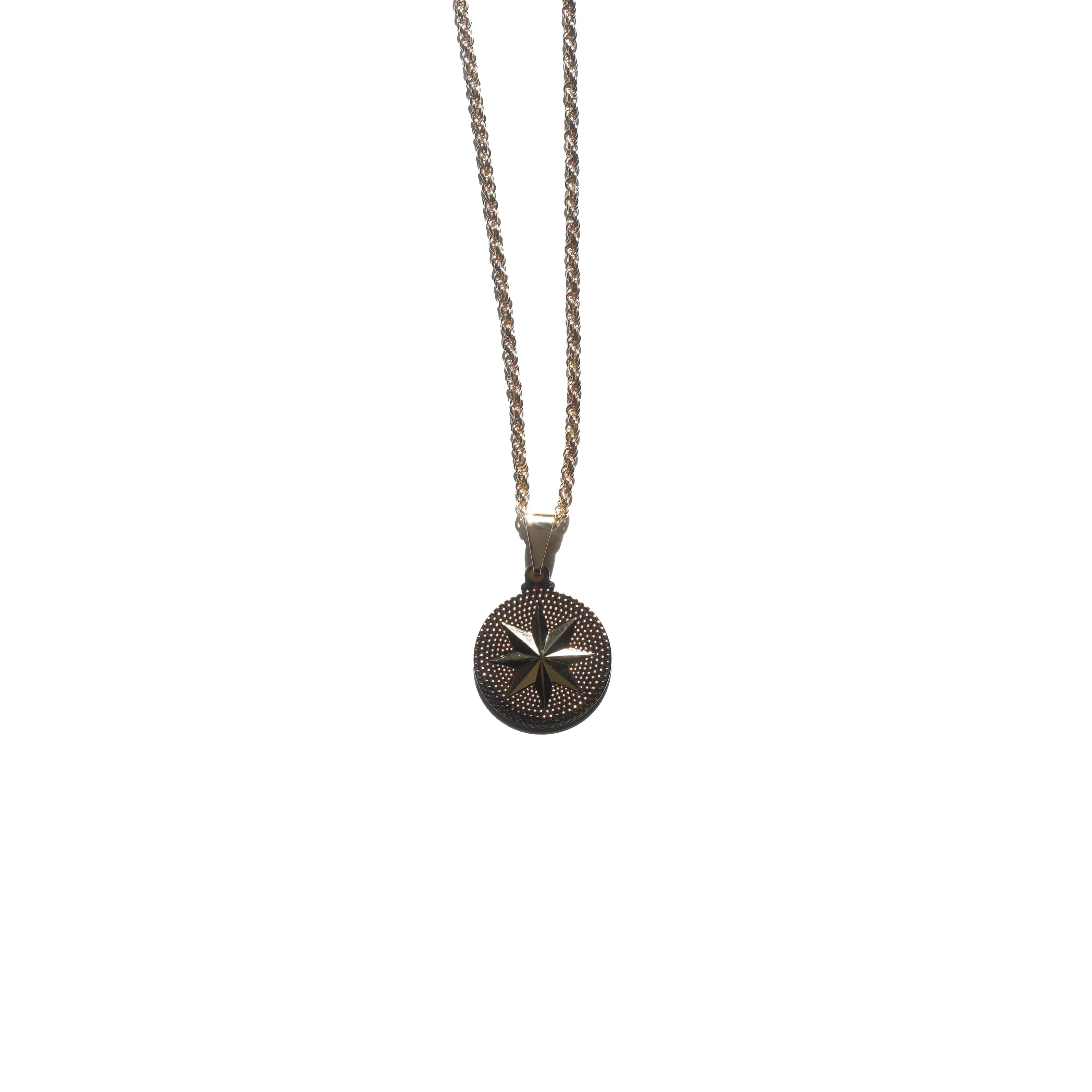 8 Point Star Circle Charm Necklace