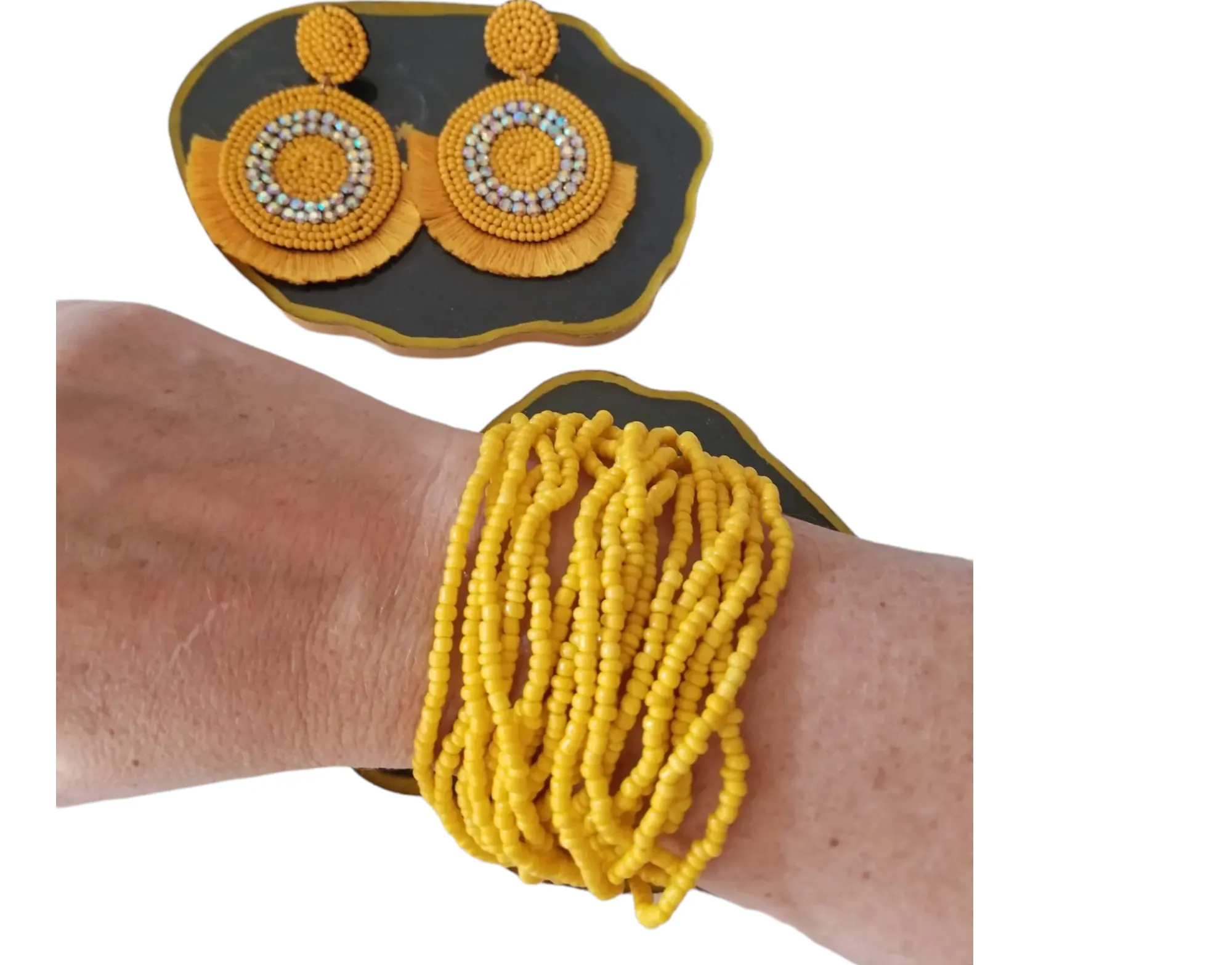 Boho Tassel Beads Earings & Bracelets set