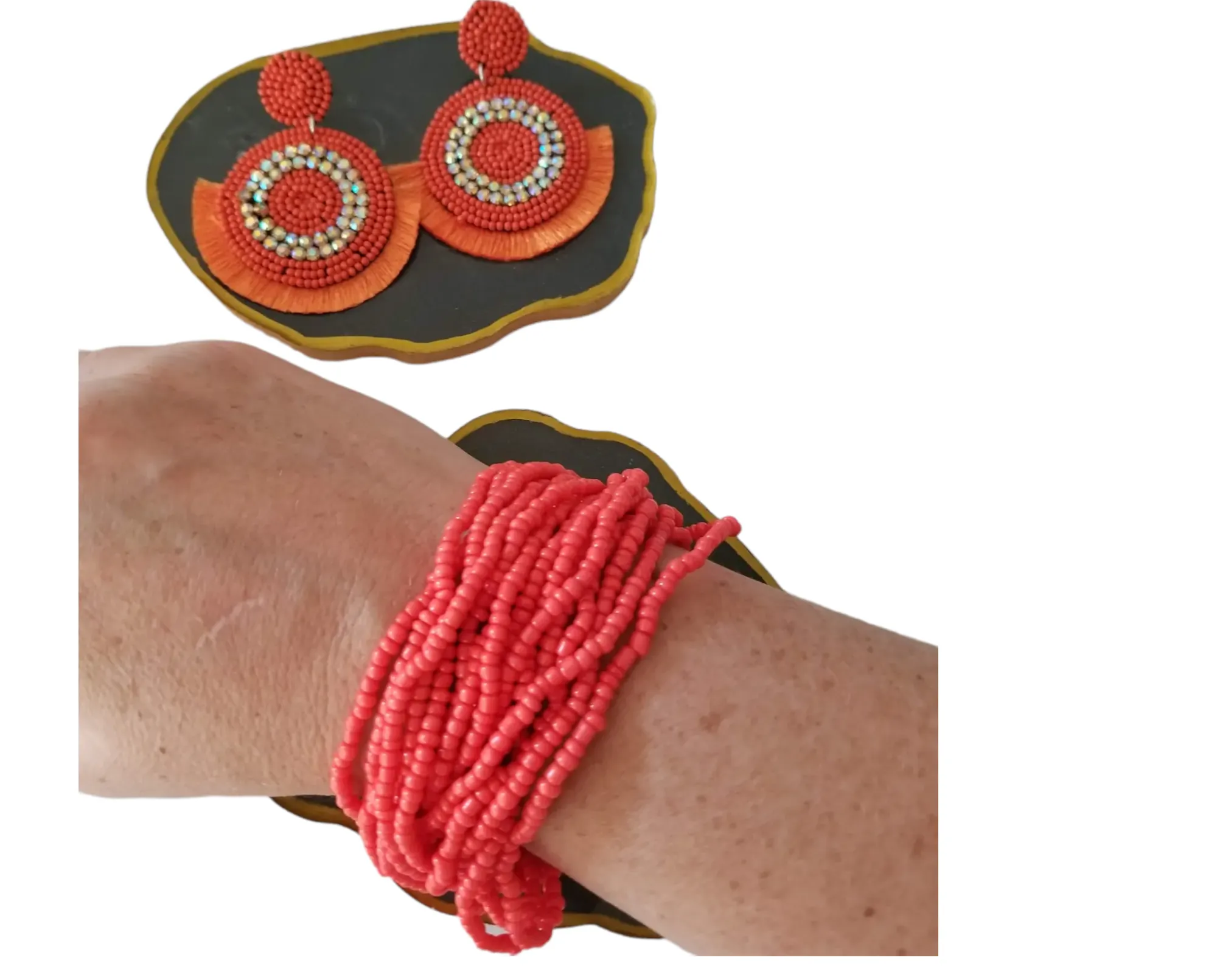 Boho Tassel Beads Earings & Bracelets set