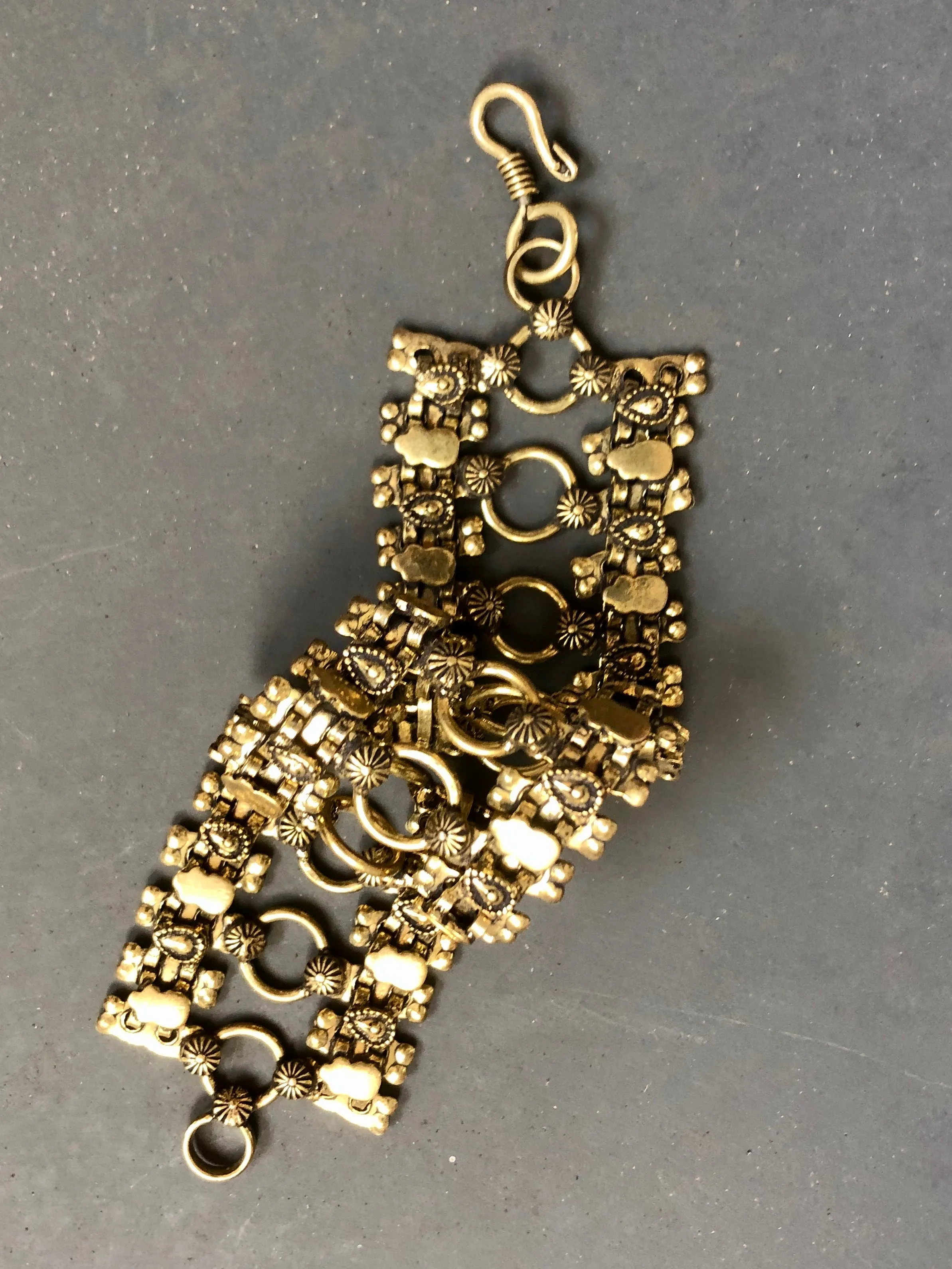 Brass cuff chain bracelet