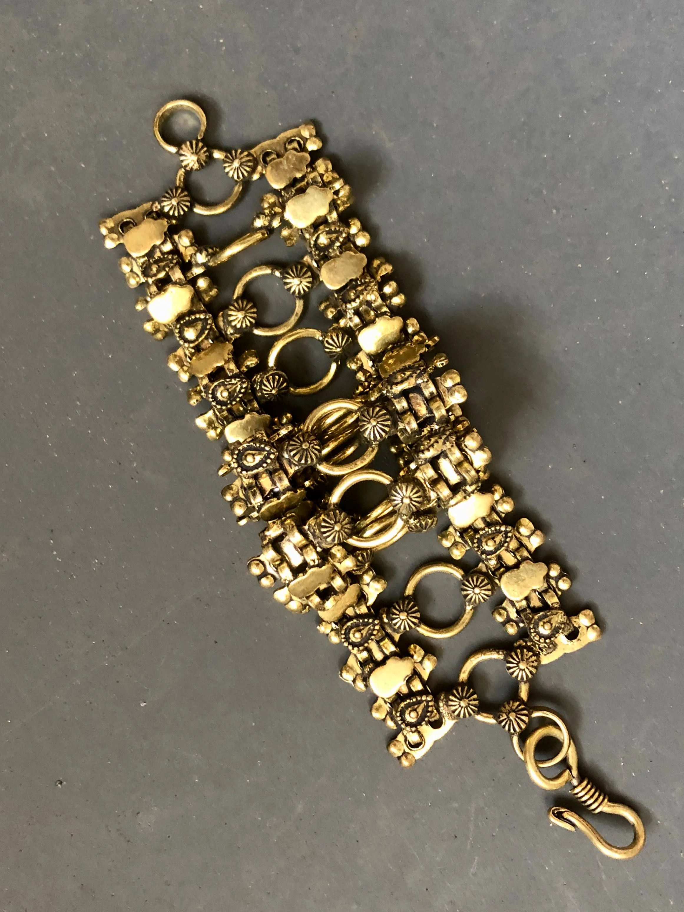 Brass cuff chain bracelet