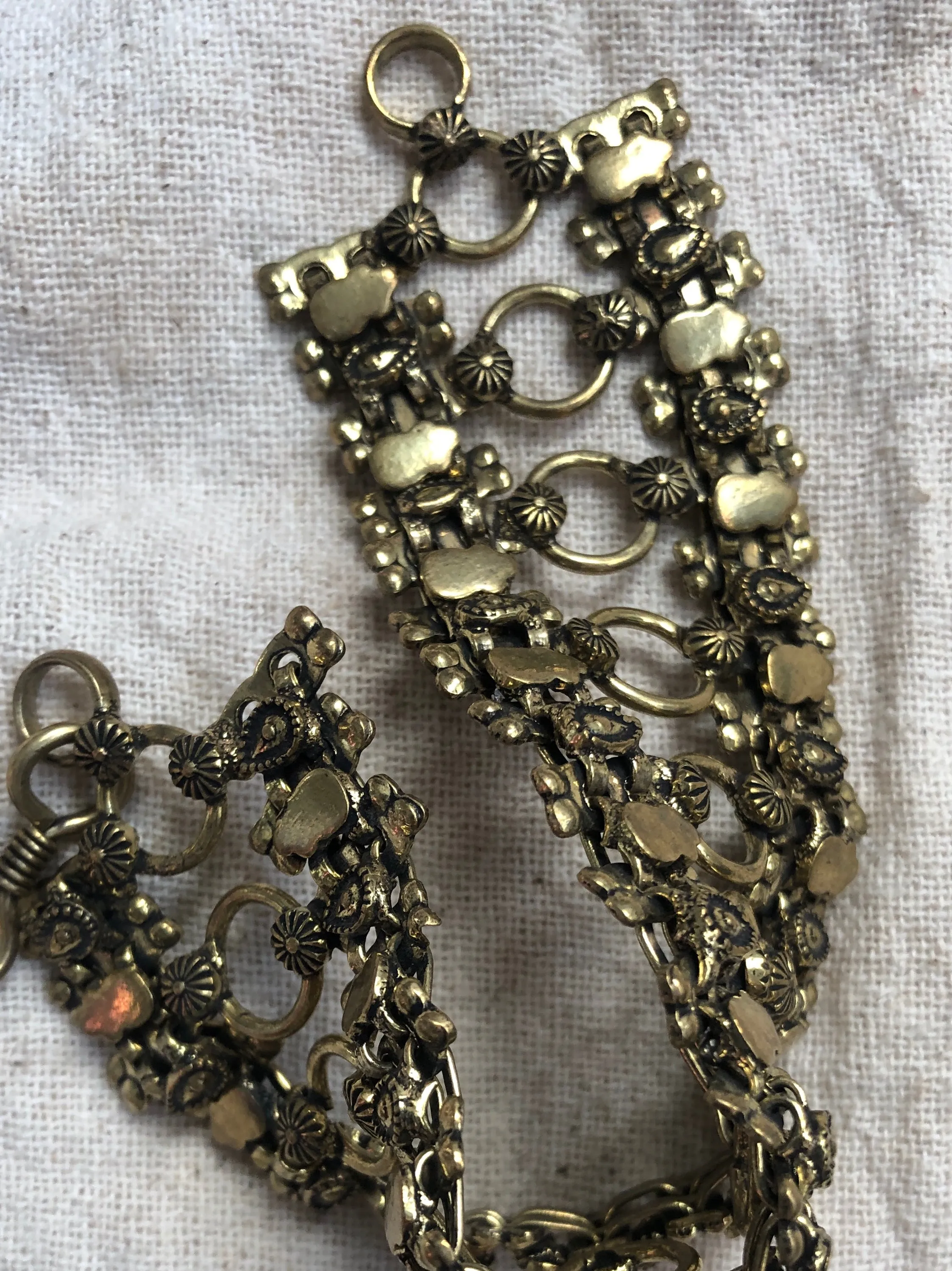 Brass cuff chain bracelet