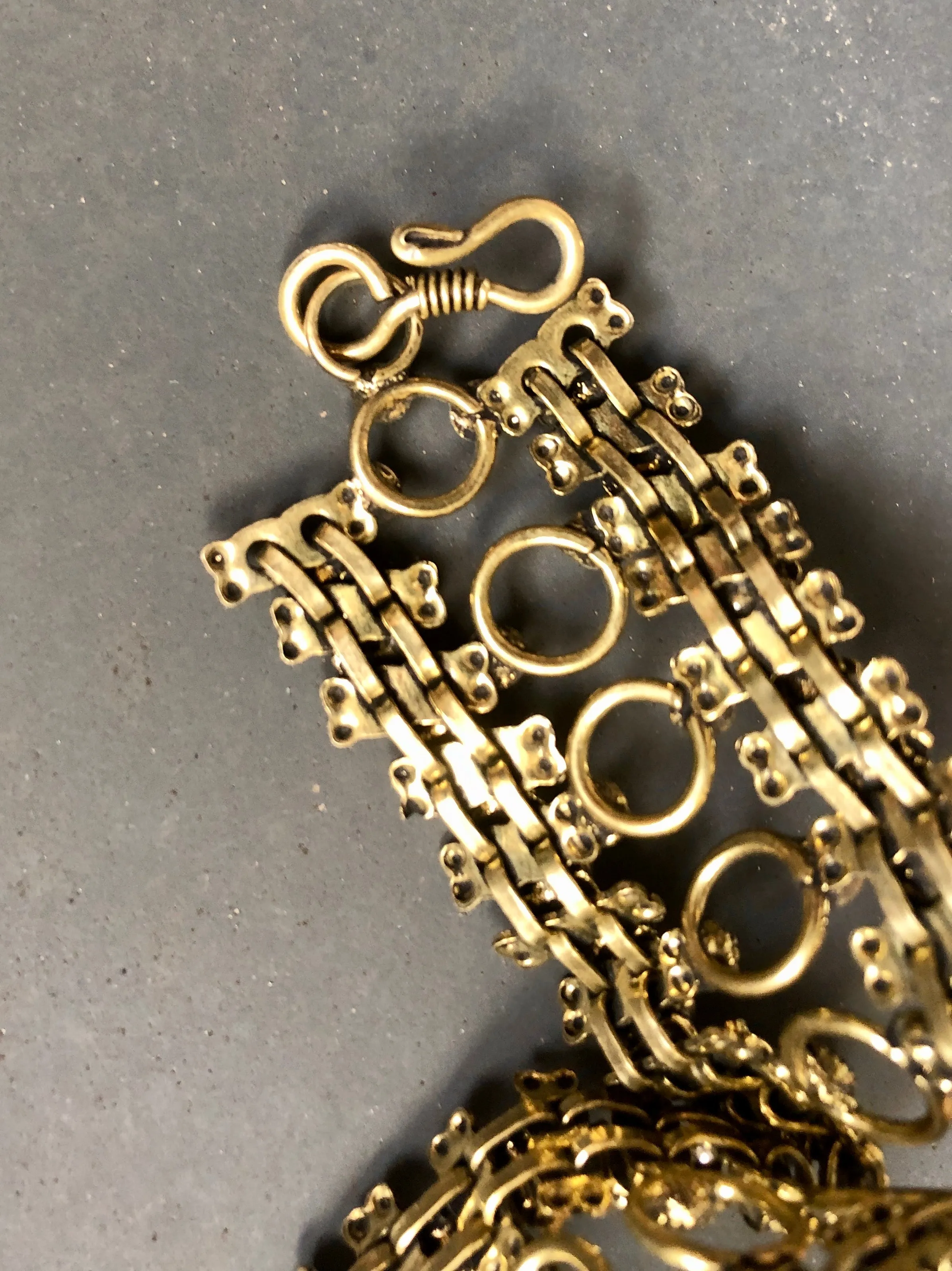 Brass cuff chain bracelet