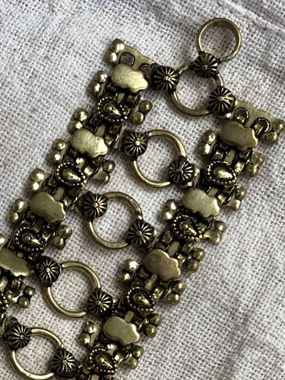 Brass cuff chain bracelet