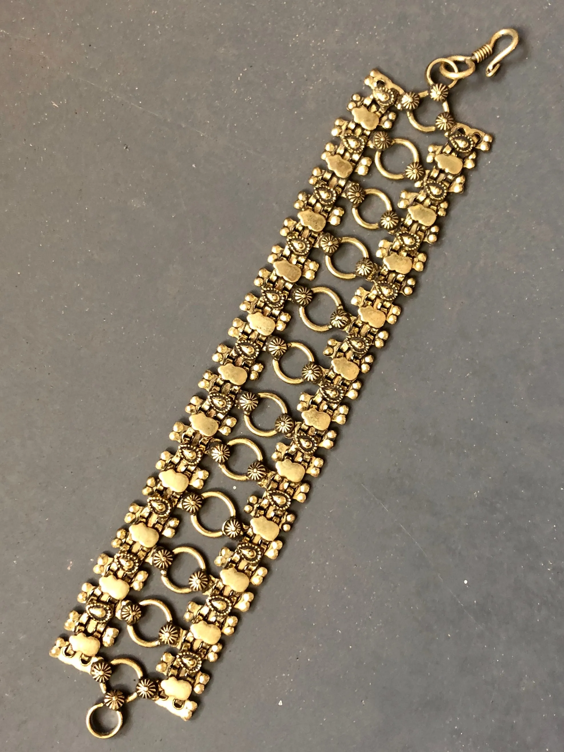 Brass cuff chain bracelet