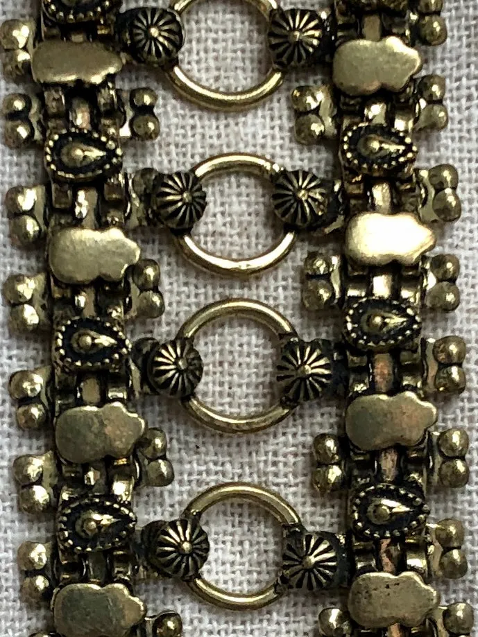 Brass cuff chain bracelet