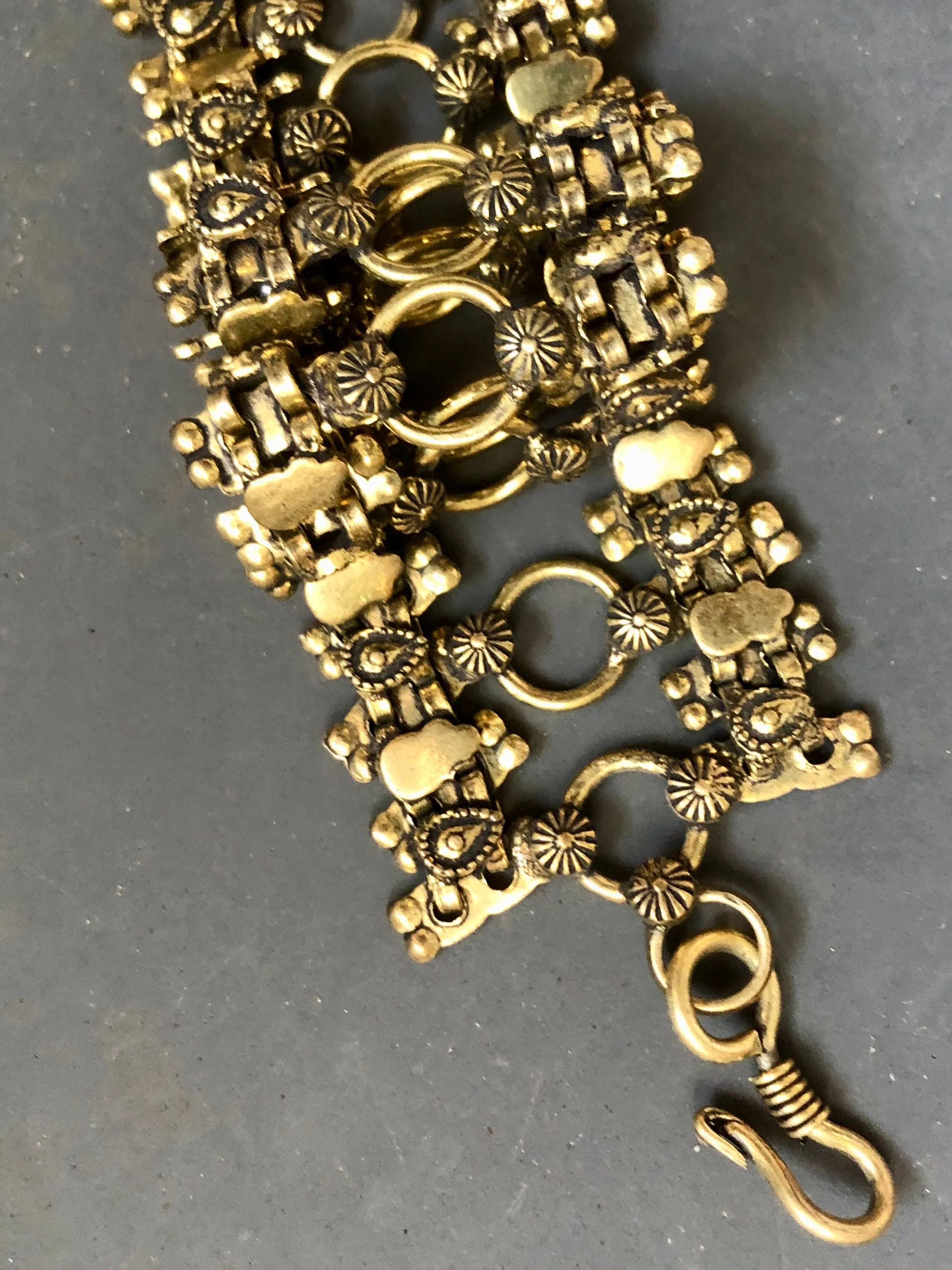 Brass cuff chain bracelet