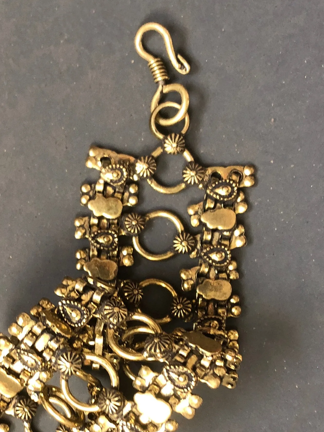 Brass cuff chain bracelet