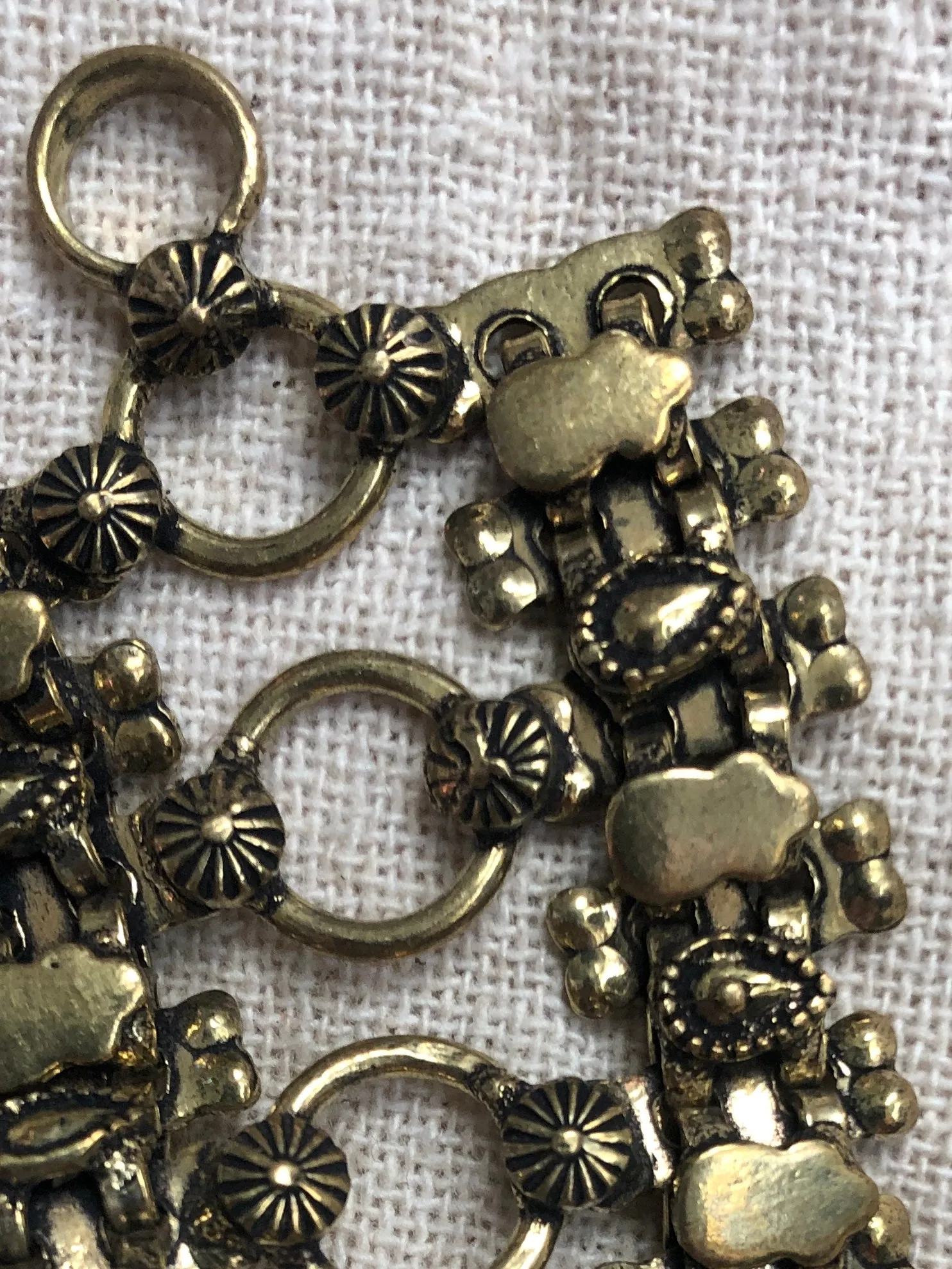 Brass cuff chain bracelet