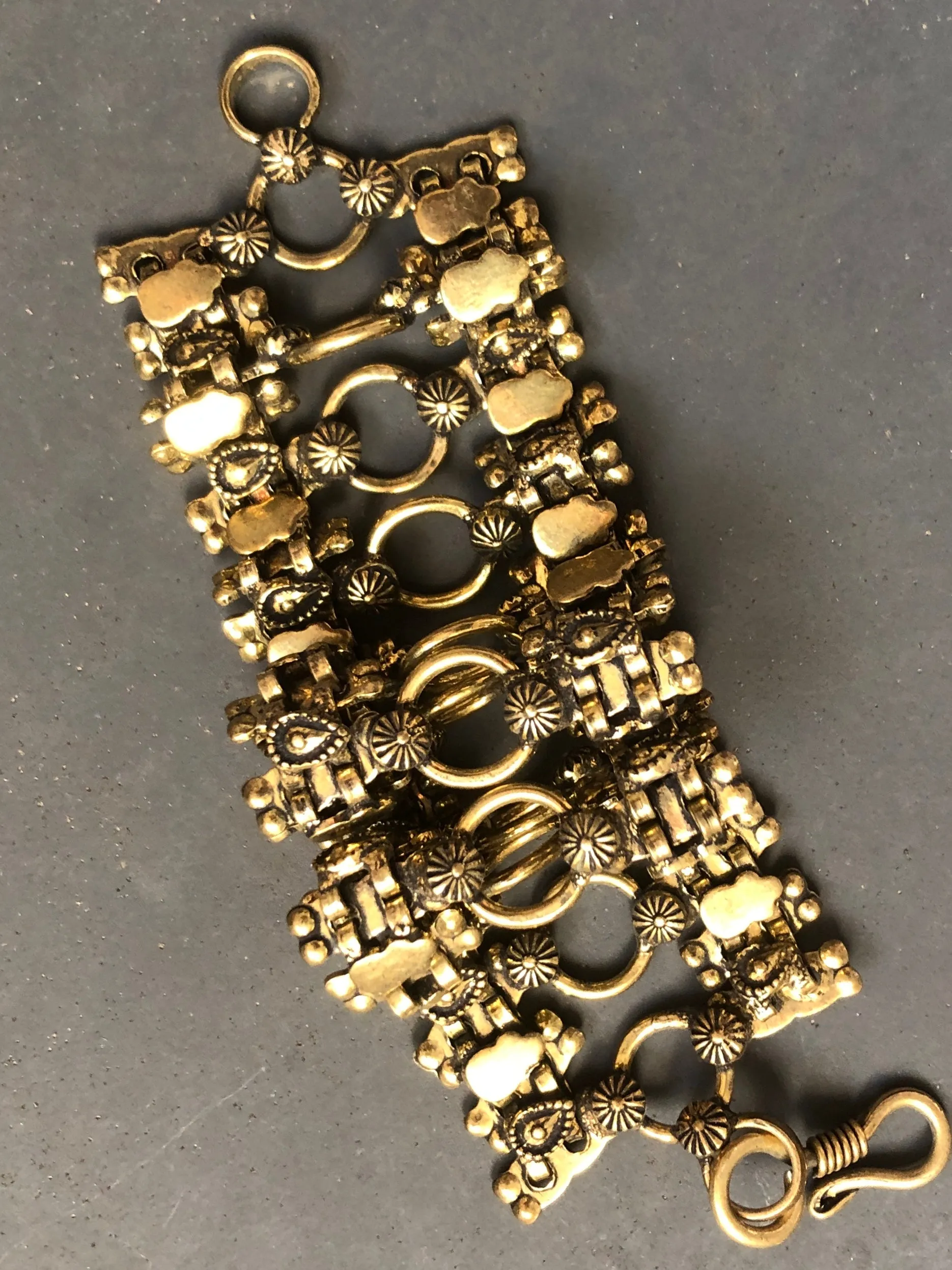 Brass cuff chain bracelet