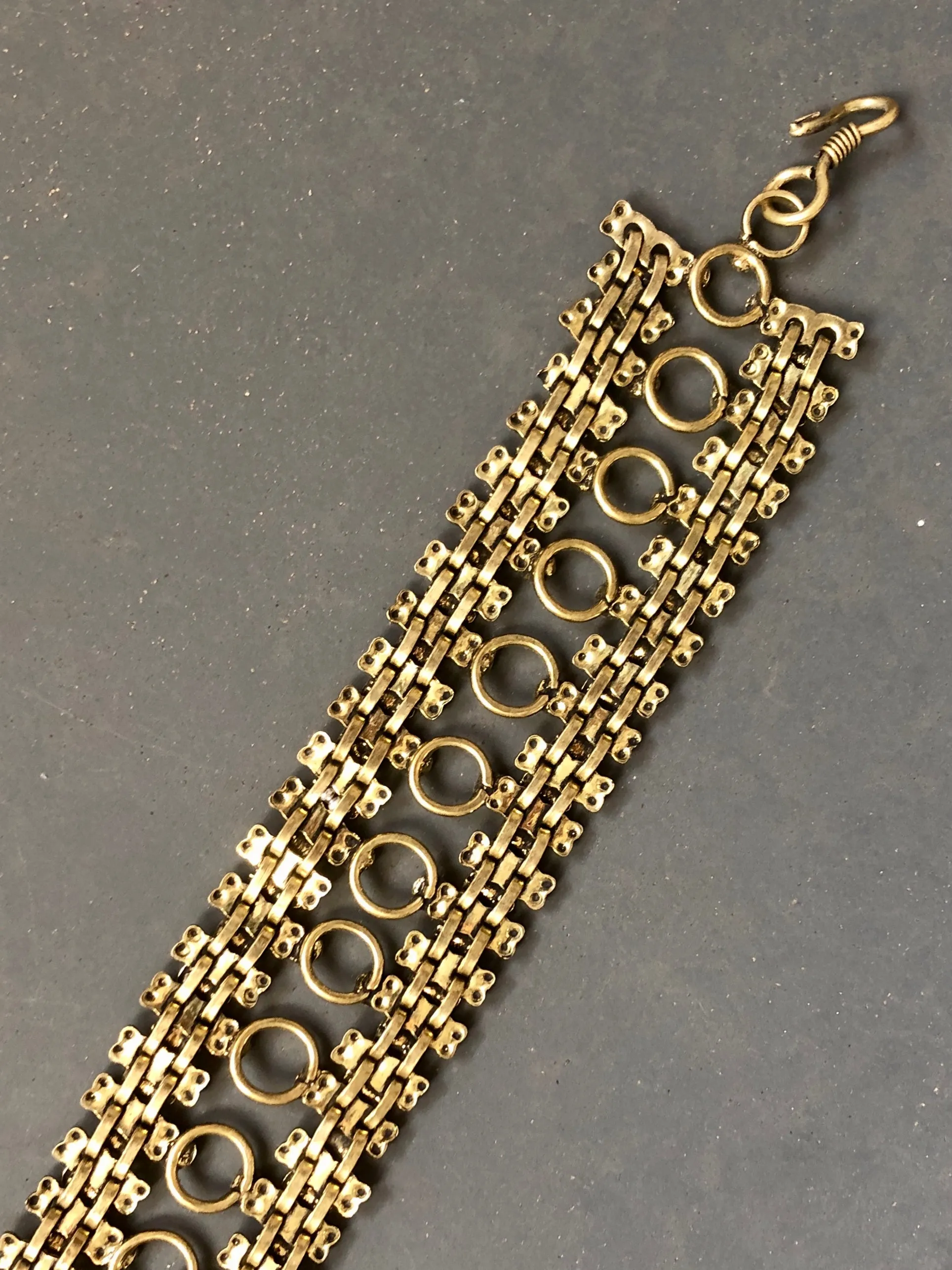 Brass cuff chain bracelet