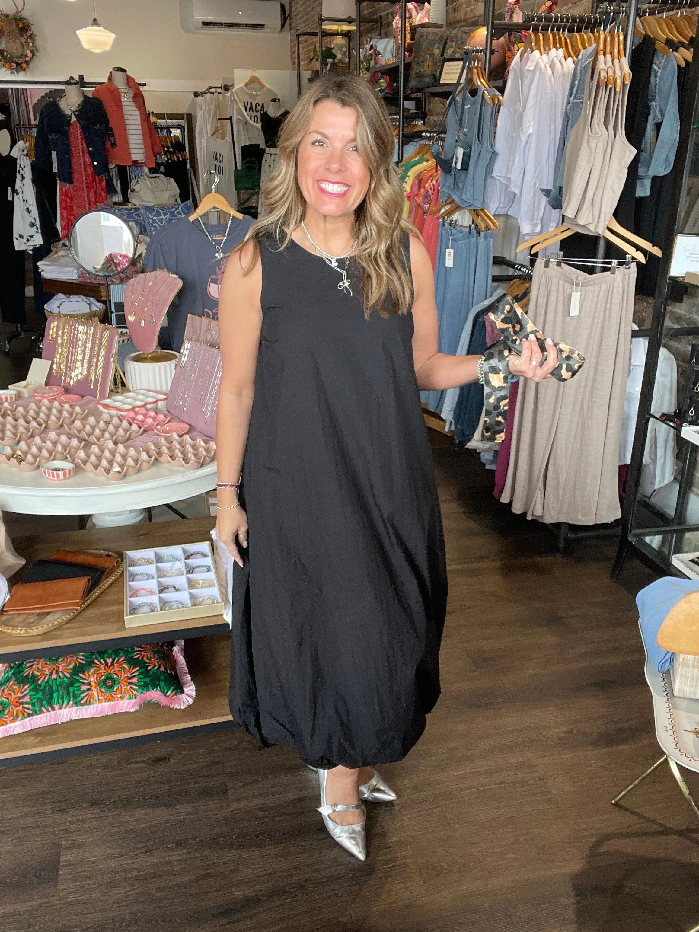 Bubble Hem Dress in Black