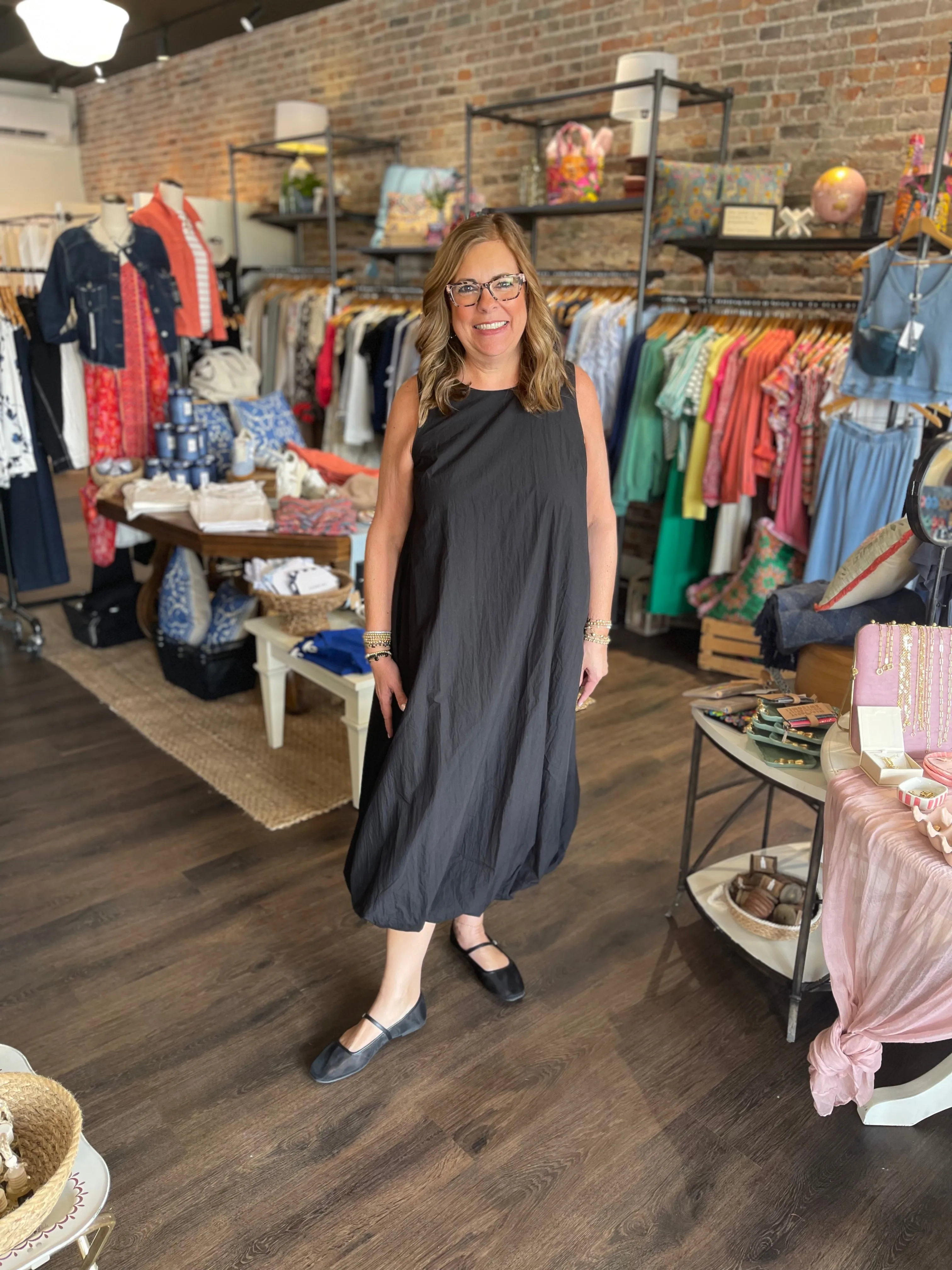 Bubble Hem Dress in Black