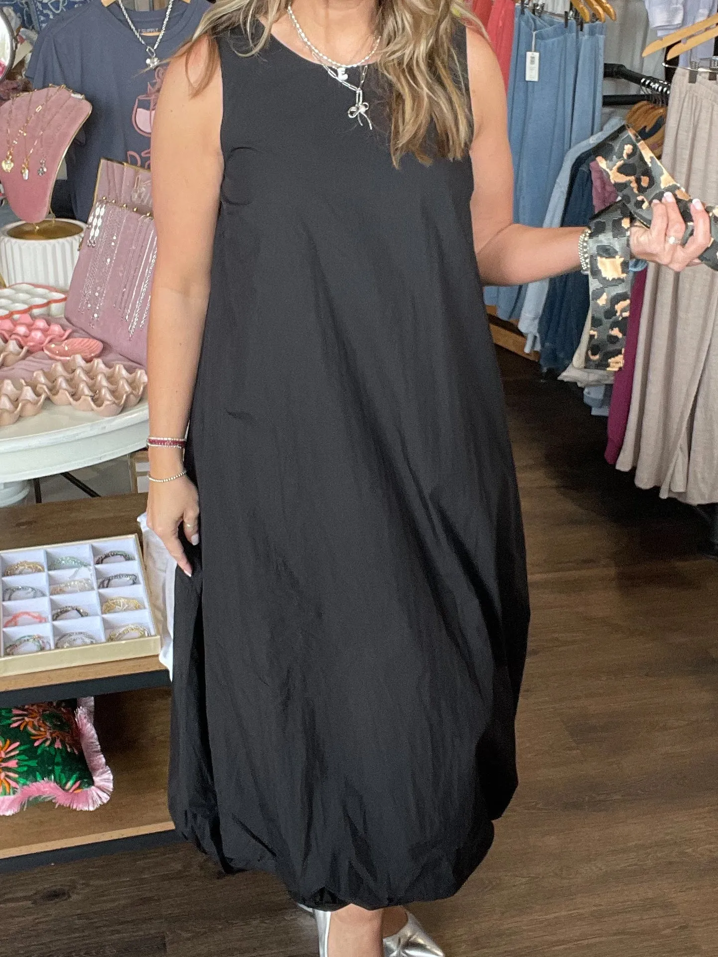 Bubble Hem Dress in Black