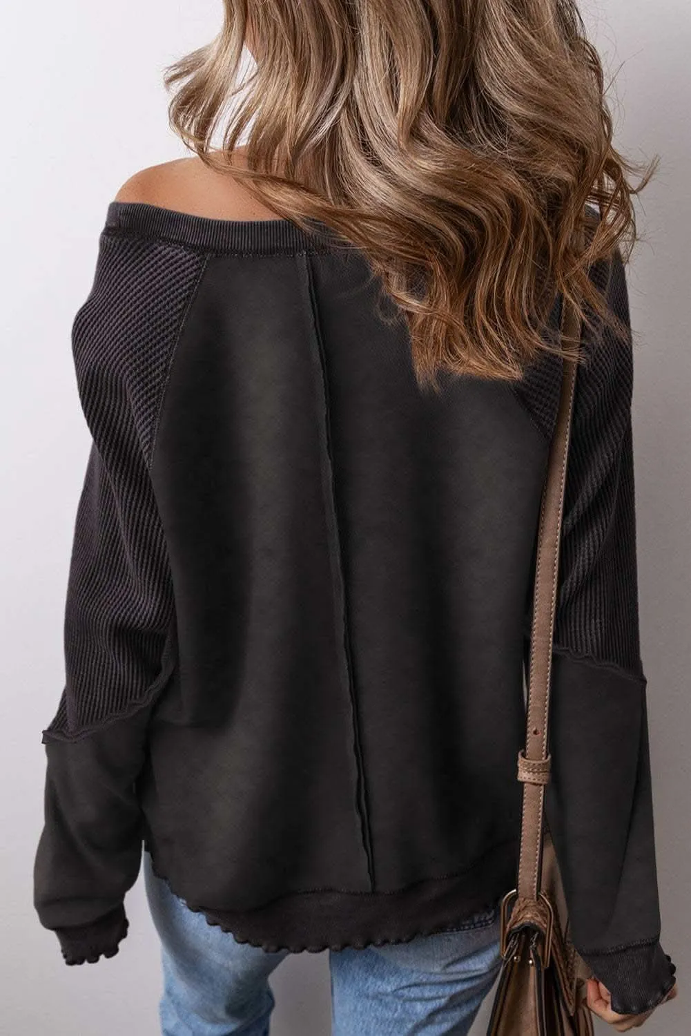 Chic black patchwork sweatshirt