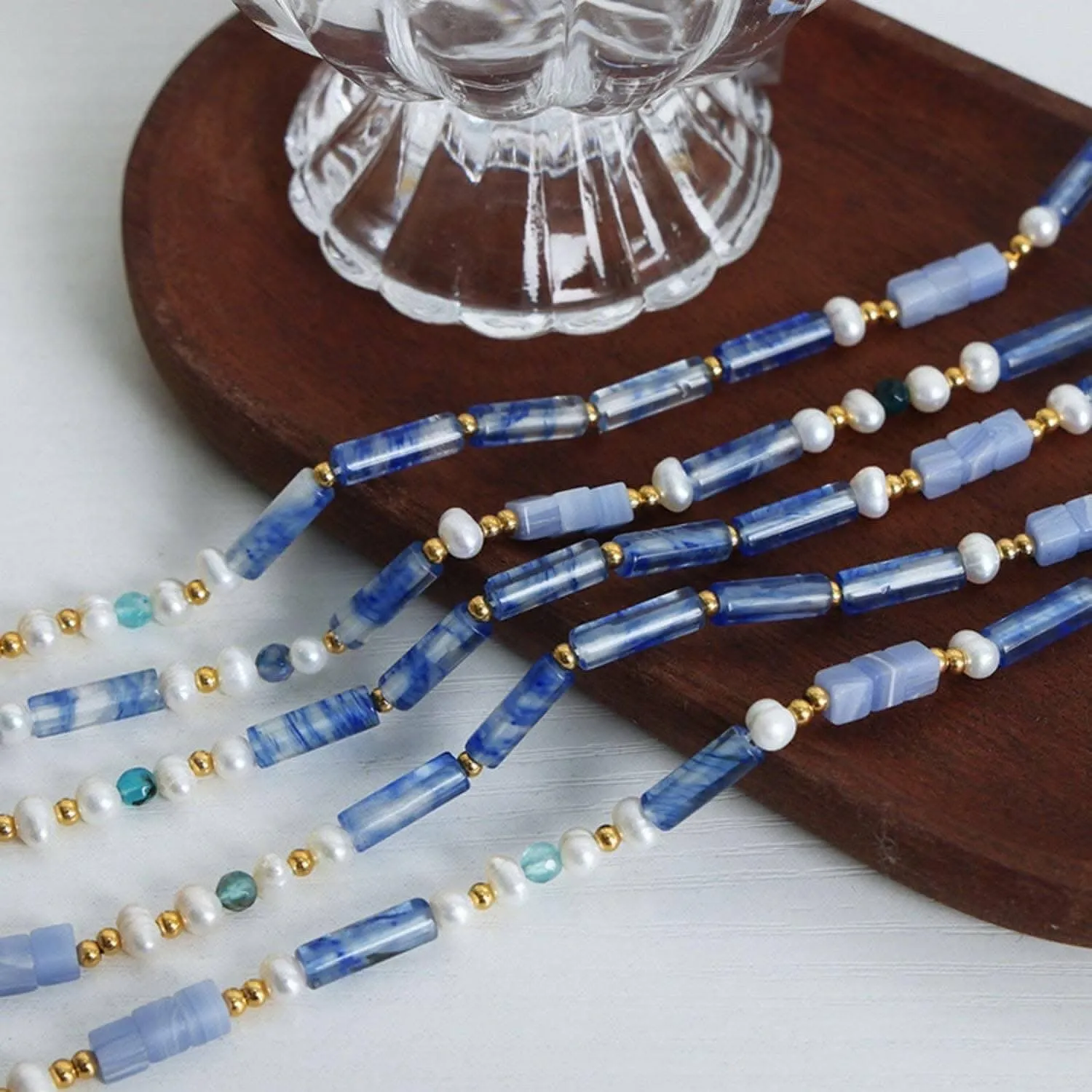 Chic blue chalcedony necklace