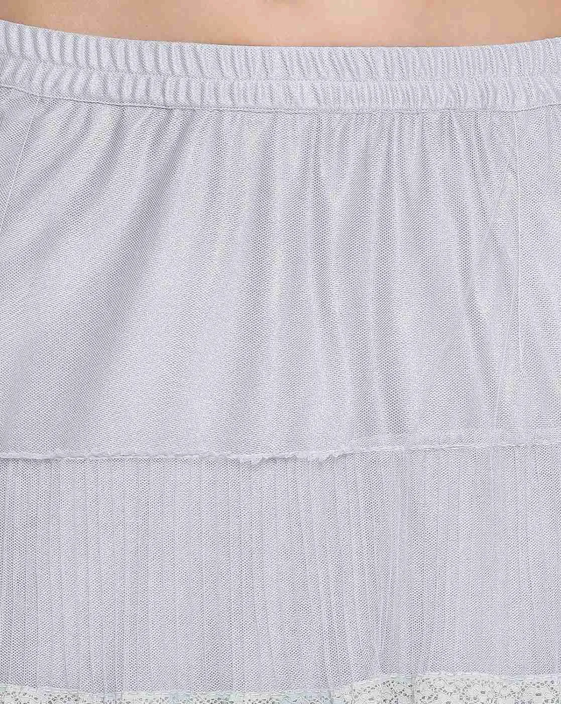 Light Blue Net Frill Skirt With Lace