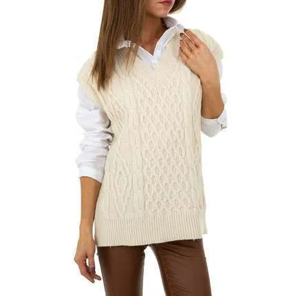 Longline Cable Knitted Sleevless Jumper