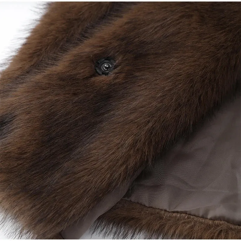 Luxury Fluffy Women Faux Fur Overcoat Fashion Lapel Long Sleeve Pockets Cardigan Jacket Winter Female Chic Thick Streetwear 2024