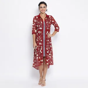 Maroon Georgette Tunic With Multicoloured Embroidery