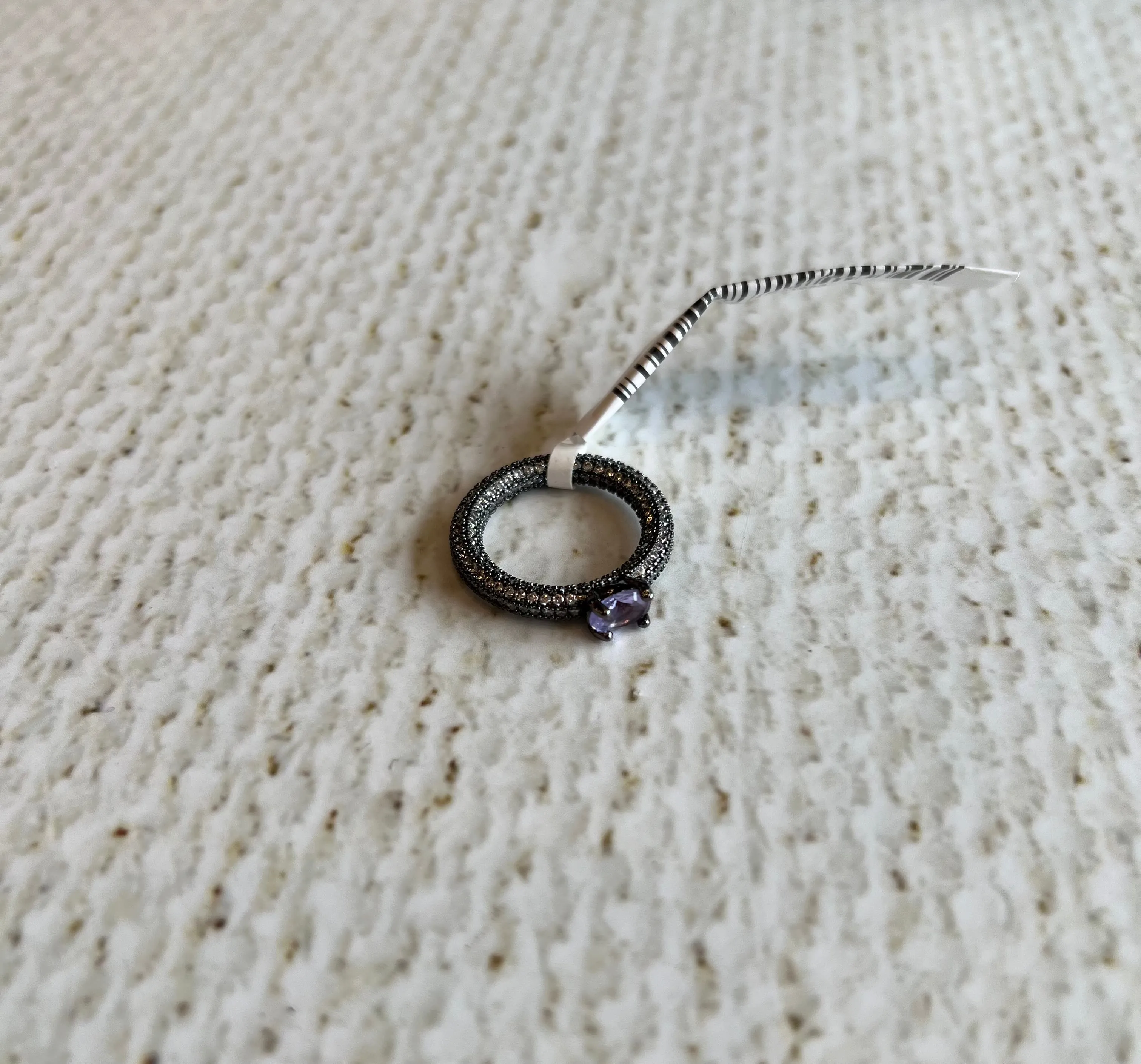 Nuria - Black Rhodium Ring with Center Stone
