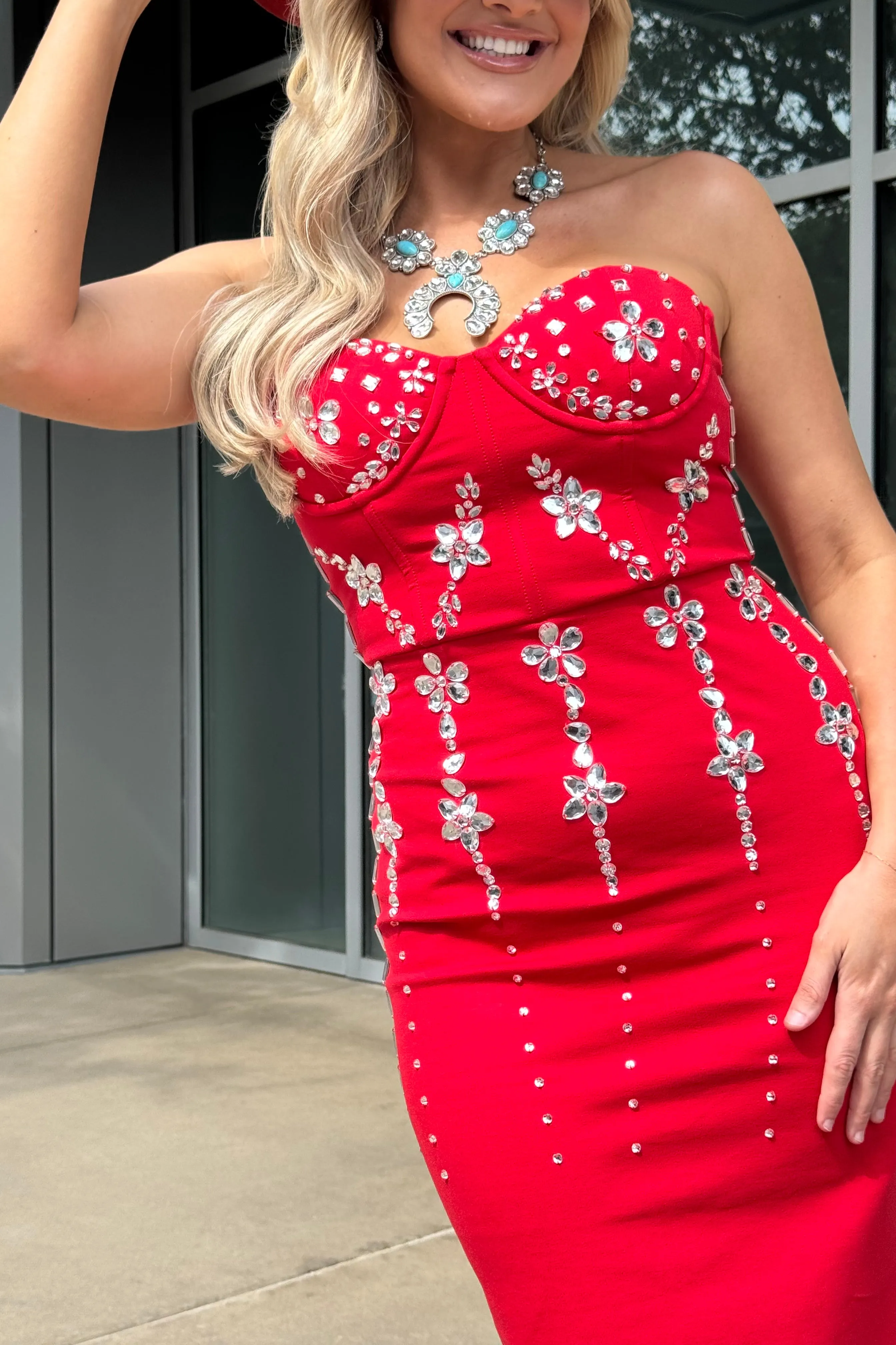 Red Carpet Ready Midi Dress