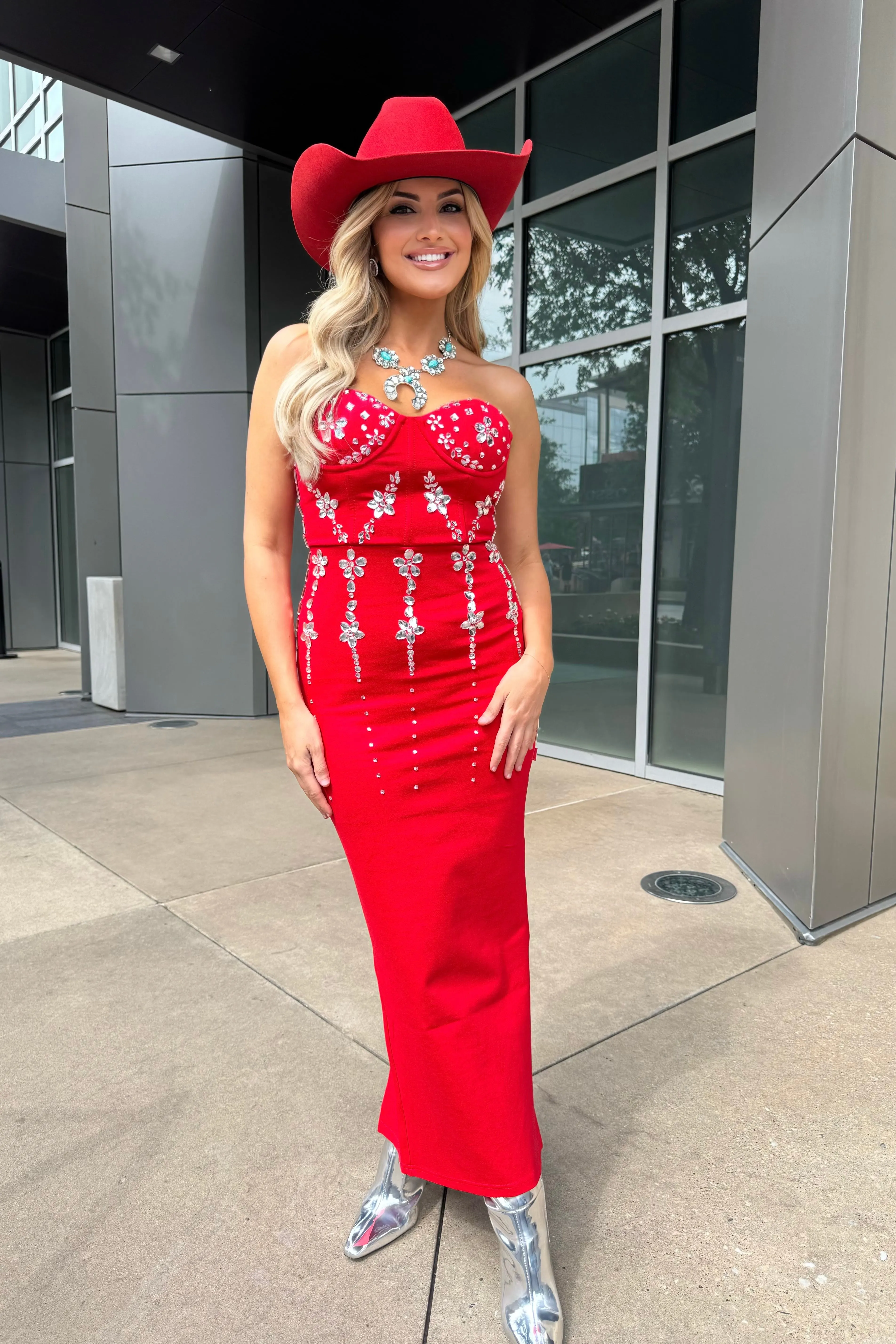 Red Carpet Ready Midi Dress
