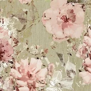 Sage Floral and Gold Shabby Chic Baby Crib Bedding