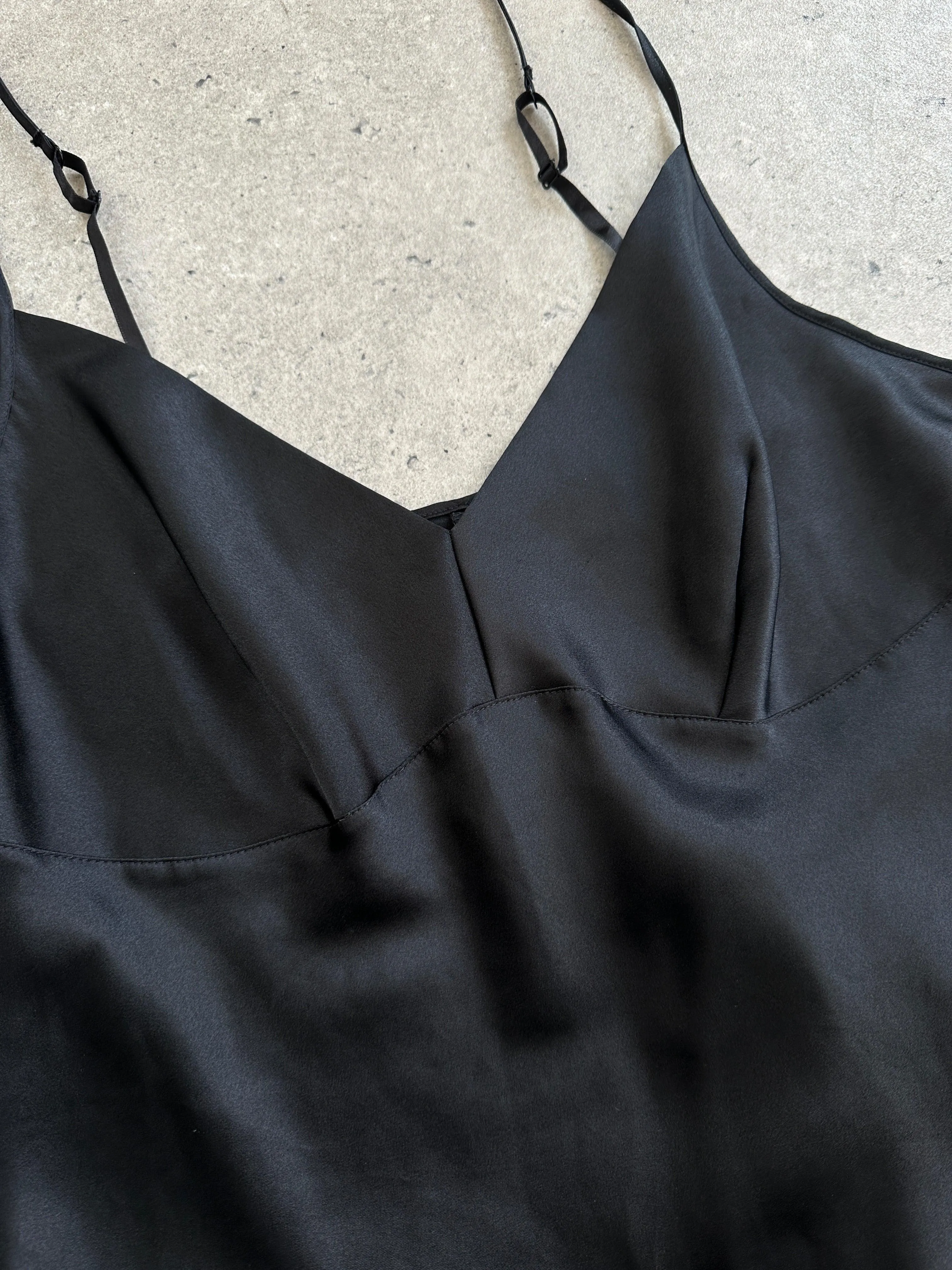 Vintage Satin Side Split Slip Dress - M
